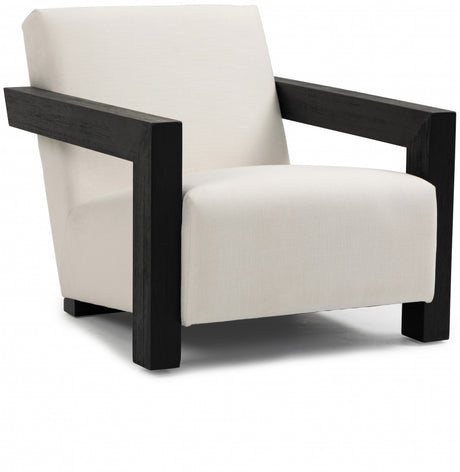 Cream Ward Linen Textured Fabric Accent Chair - 478Cream - Luna Furniture