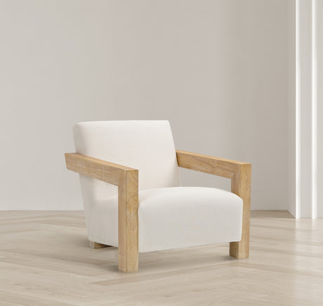 Cream Ward Linen Textured Fabric Accent Chair - 479Cream - Luna Furniture