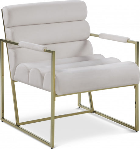 Cream Wayne Velvet Accent Chair - 526Cream - Luna Furniture