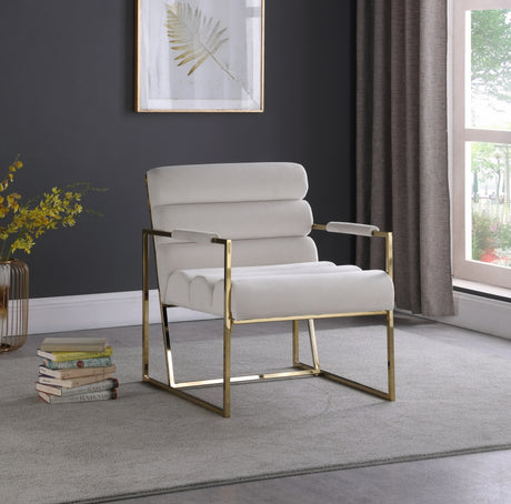 Cream Wayne Velvet Accent Chair - 526Cream - Luna Furniture