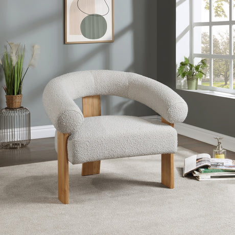 Cream Winston Boucle Fabric Accent Chair - 496Cream - Luna Furniture
