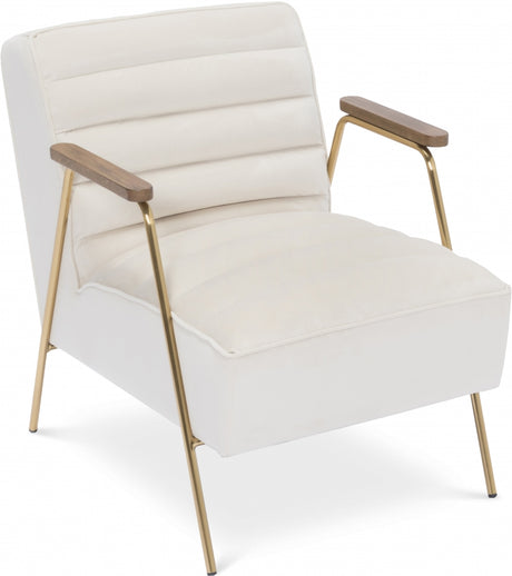 Cream Woodford Velvet Accent Chair - 521Cream - Luna Furniture