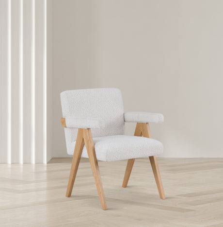 Cream Woodloch Boucle Fabric Accent Chair - 480Cream - Luna Furniture