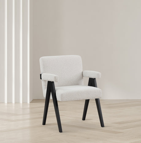 Cream Woodloch Boucle Fabric Accent Chair - 481Cream - Luna Furniture