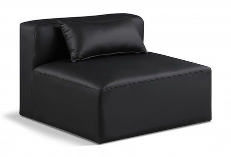 Cube Charcoal Grey Faux Leather Living Room Chair Black - 668Black-Armless - Luna Furniture