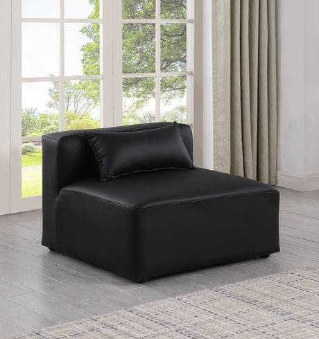 Cube Charcoal Grey Faux Leather Living Room Chair Black - 668Black-Armless - Luna Furniture