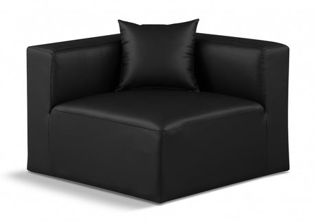 Cube Charcoal Grey Faux Leather Living Room Chair Black - 668Black-Corner - Luna Furniture