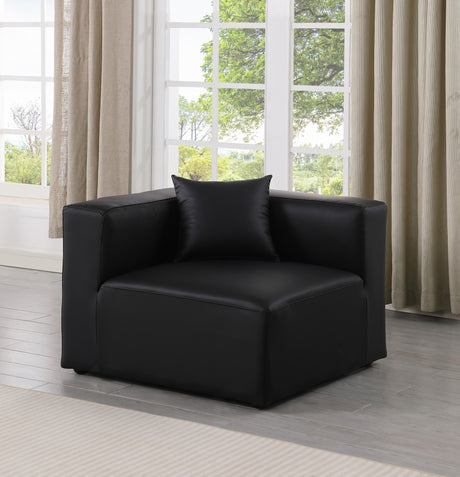 Cube Charcoal Grey Faux Leather Living Room Chair Black - 668Black-Corner - Luna Furniture
