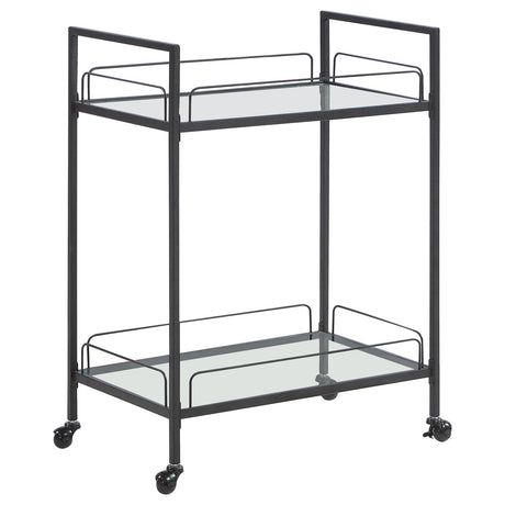 Curltis Serving Cart with Glass Shelves Clear and Black - 181065 - Luna Furniture