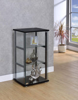 Cyclamen Black and Clear 3-Shelf Glass Curio Cabinet from Coaster - Luna Furniture