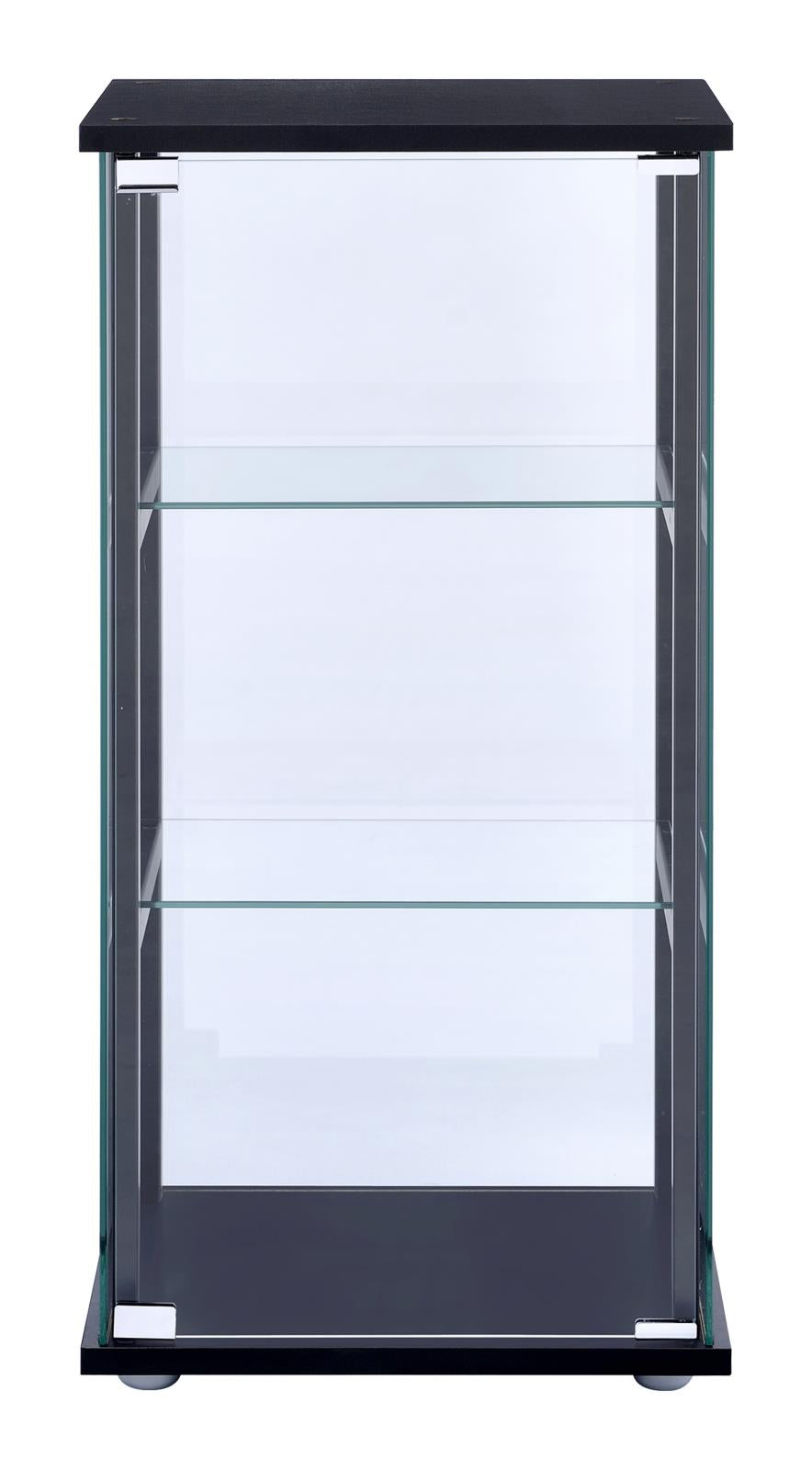 Cyclamen Black and Clear 3-Shelf Glass Curio Cabinet from Coaster - Luna Furniture