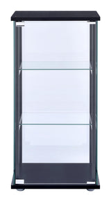 Cyclamen Black and Clear 3-Shelf Glass Curio Cabinet from Coaster - Luna Furniture