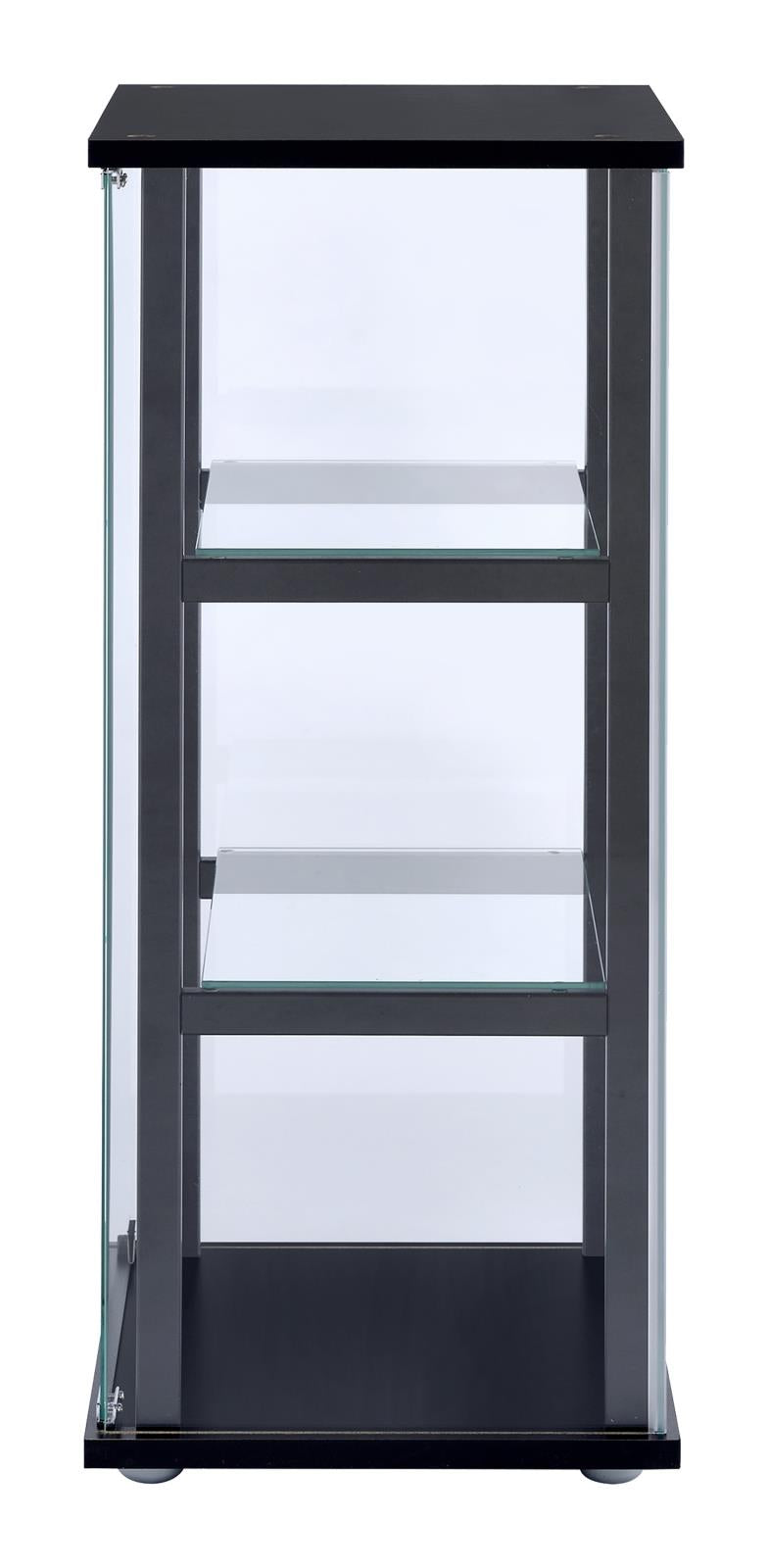 Cyclamen Black and Clear 3-Shelf Glass Curio Cabinet from Coaster - Luna Furniture