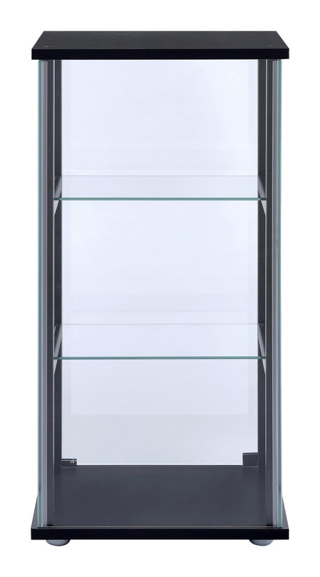 Cyclamen Black and Clear 3-Shelf Glass Curio Cabinet from Coaster - Luna Furniture