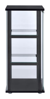 Cyclamen Black and Clear 3-Shelf Glass Curio Cabinet from Coaster - Luna Furniture