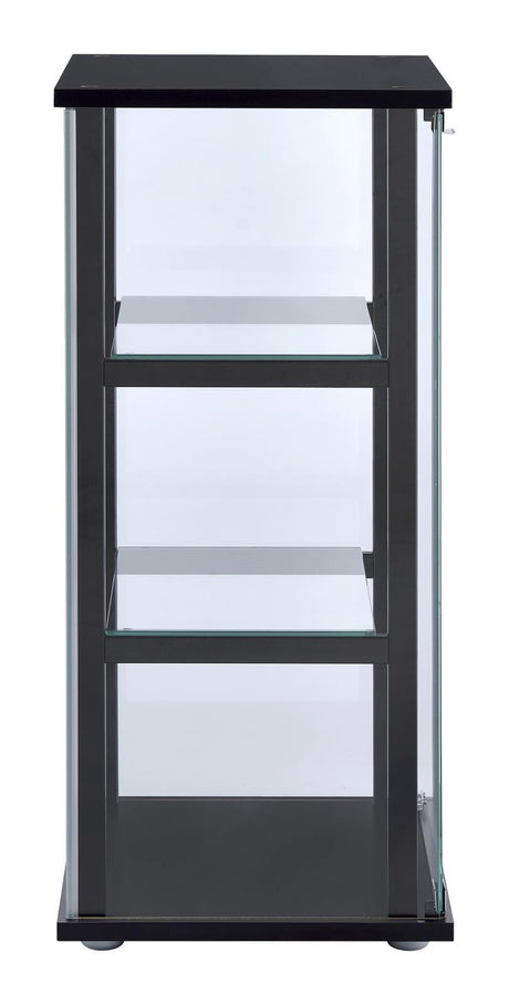 Cyclamen Black and Clear 3-Shelf Glass Curio Cabinet from Coaster - Luna Furniture