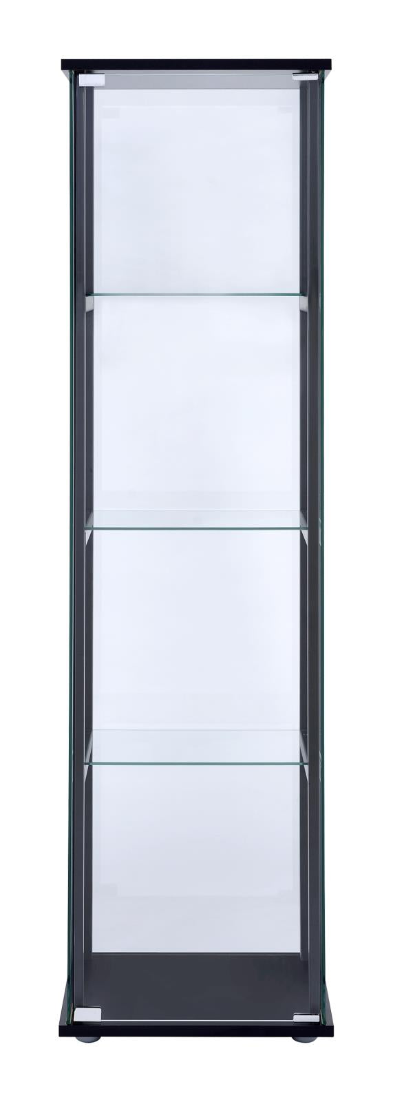 Cyclamen Black and Clear 4-Shelf Glass Curio Cabinet from Coaster - Luna Furniture