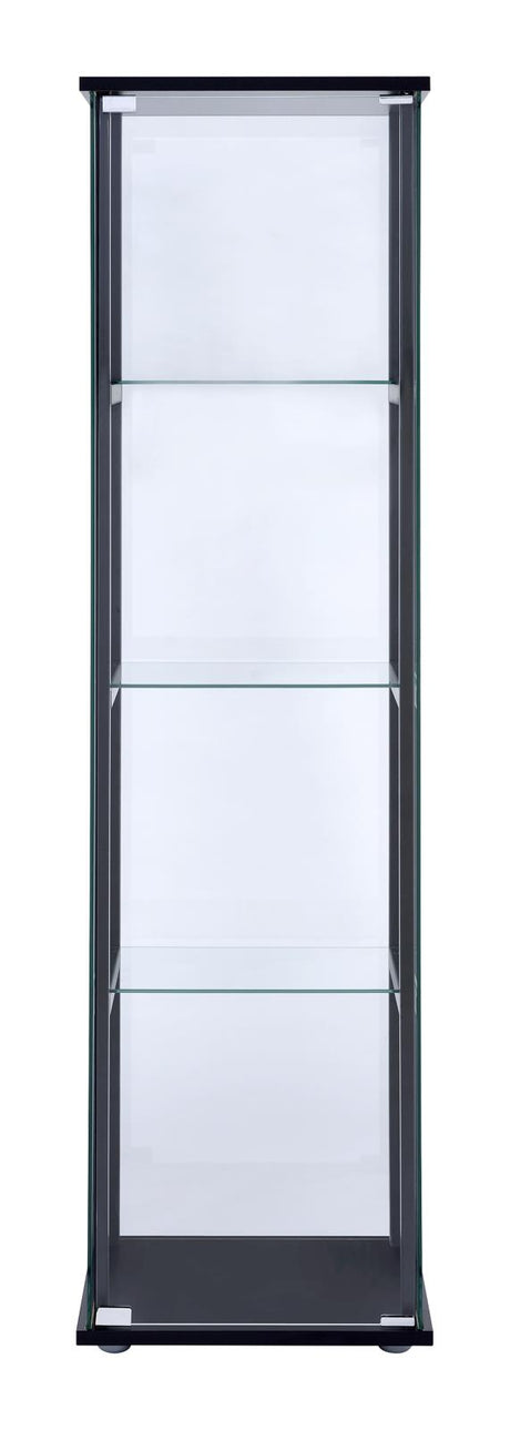 Cyclamen Black and Clear 4-Shelf Glass Curio Cabinet from Coaster - Luna Furniture