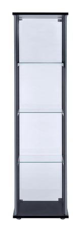 Cyclamen Black and Clear 4-Shelf Glass Curio Cabinet from Coaster - Luna Furniture