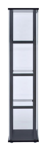Cyclamen Black and Clear 4-Shelf Glass Curio Cabinet from Coaster - Luna Furniture