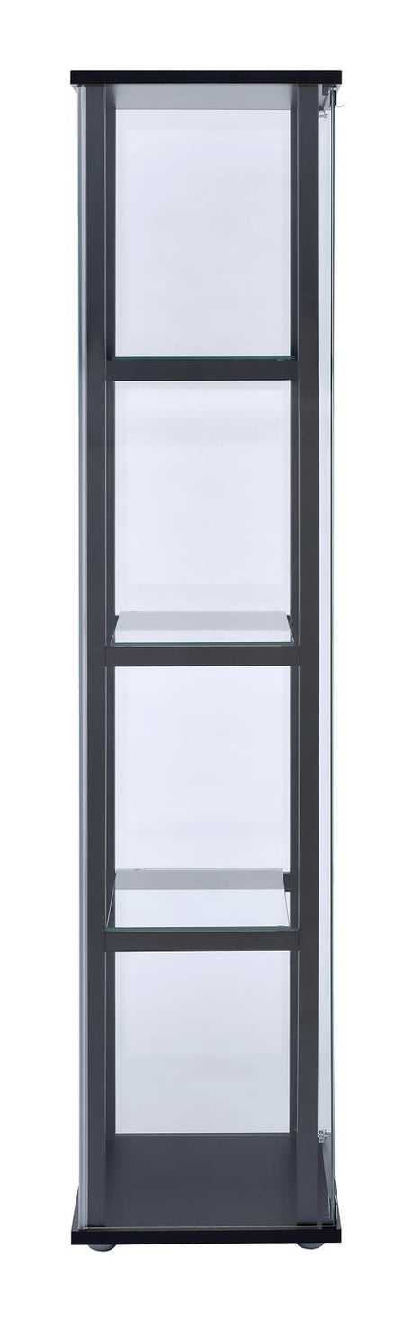 Cyclamen Black and Clear 4-Shelf Glass Curio Cabinet from Coaster - Luna Furniture