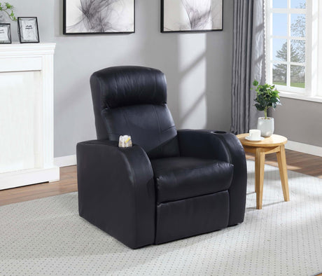 Cyrus Black Home Theater Upholstered Recliner from Coaster - Luna Furniture