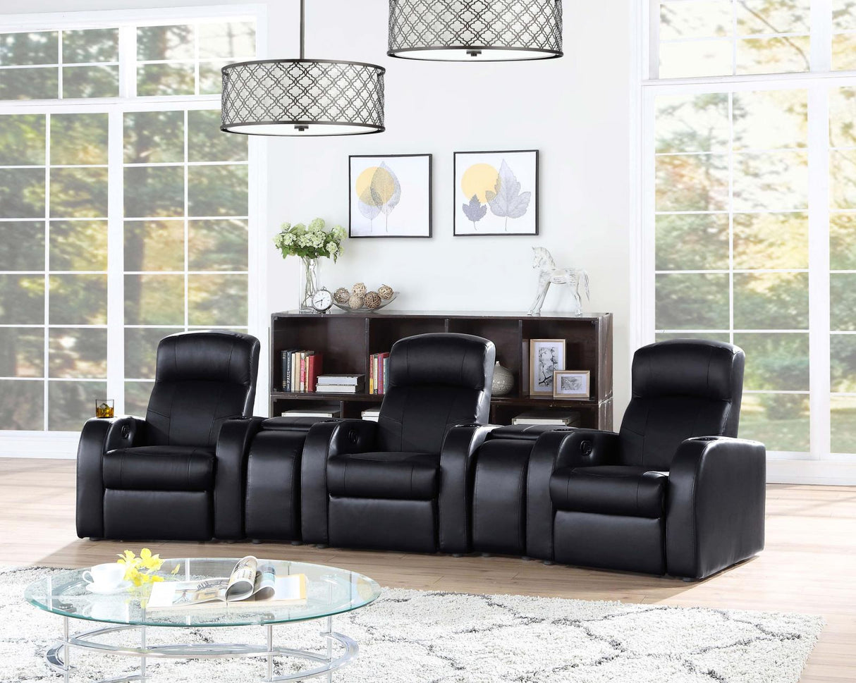 Cyrus Black Home Theater Upholstered Recliner from Coaster - Luna Furniture