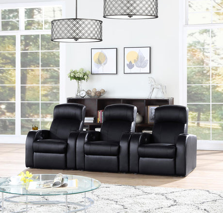 Cyrus Upholstered Recliner Living Room Set Black - 600001-S3B - Luna Furniture