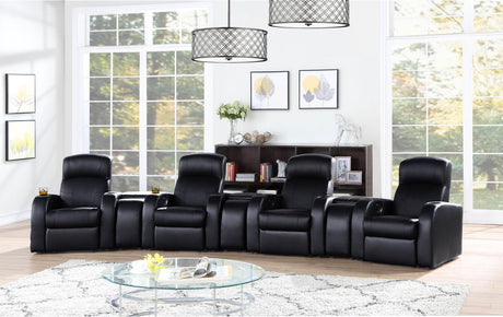 Cyrus Upholstered Recliner Living Room Set Black - 600001-S4A - Luna Furniture