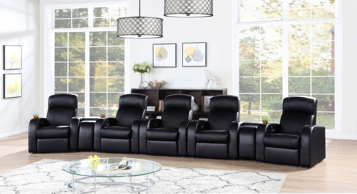 Cyrus Black Upholstered Recliner Living Room Set from Coaster - Luna Furniture