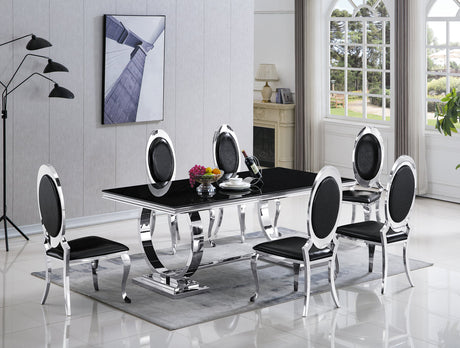 Betsy Chrome/Black 7-Piece Dining Set - Luna Furniture