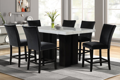 Stockholm Black 7-Piece Faux Marble Counter Height Set from Happy Homes - Luna Furniture