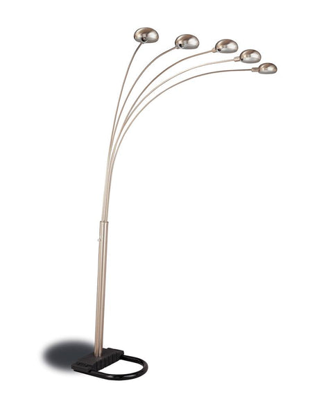 Dacre 5-light Floor Lamp with Curvy Dome Shades Chrome and Black - 1243 - Luna Furniture