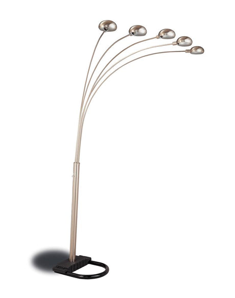 Dacre Chrome and Black 5-Light Floor Lamp with Curvy Dome Shades from Coaster - Luna Furniture