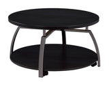 Dacre Dark Gray and Black Nickel Round Coffee Table from Coaster - Luna Furniture