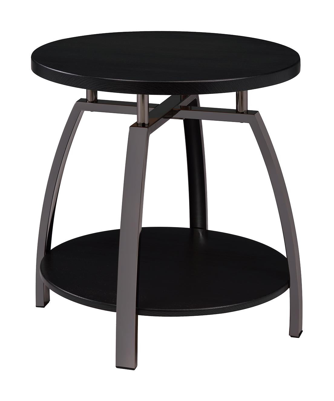 Dacre Dark Gray and Black Nickel Round End Table from Coaster - Luna Furniture