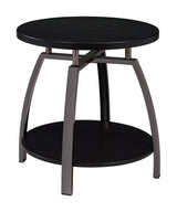 Dacre Dark Gray and Black Nickel Round End Table from Coaster - Luna Furniture