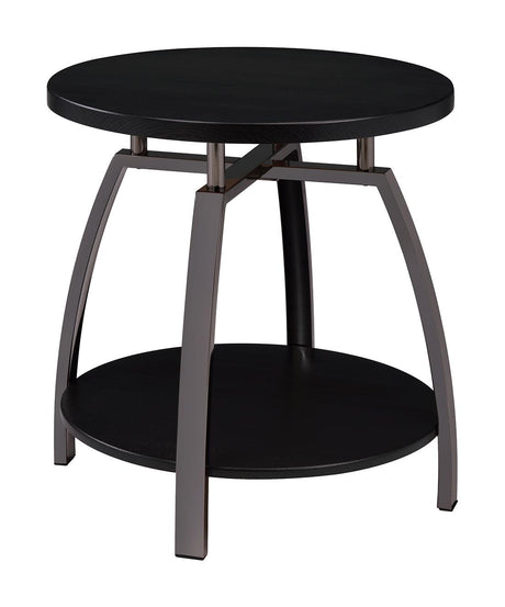 Dacre Round End Table Dark Grey and Black Nickel - 722207 - Luna Furniture
