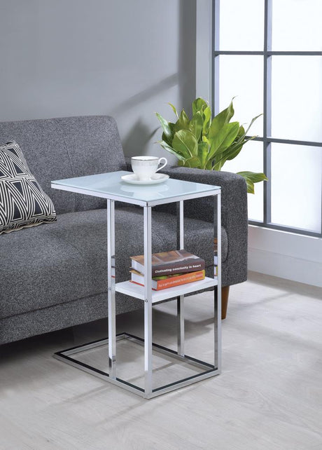 Daisy 1-shelf Accent Table Chrome and White - 904018 - Luna Furniture