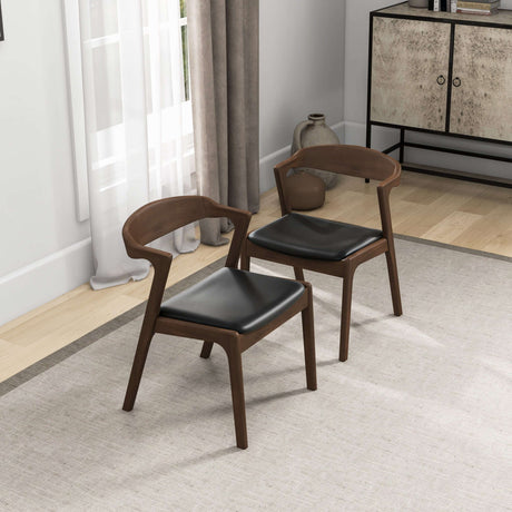 Dakota Black Leather Solid Wood Dining Chair from Midinmod - Luna Furniture