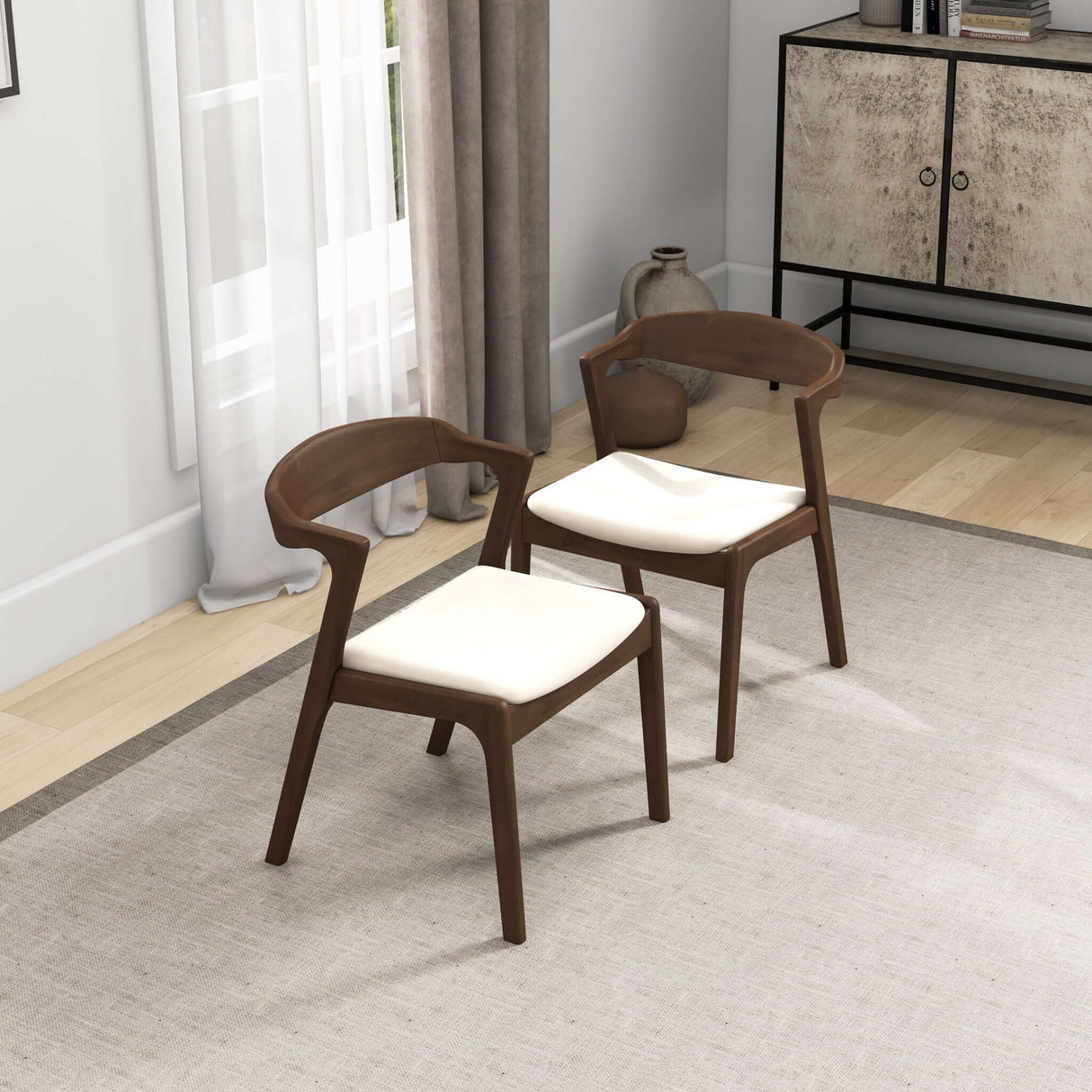 Dakota Cream Velvet Solid Wood Dining Chair from Midinmod - Luna Furniture