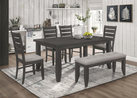 Dalila 6-piece Rectangular Dining Set Grey and Dark Grey - 102721GRY-S6 - Luna Furniture