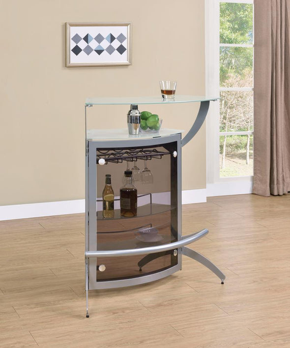 Dallas 2-shelf Bar Unit Silver and Frosted Glass - 100135 - Luna Furniture