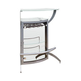 Dallas Silver and Frosted Glass 2-Shelf Bar Unit from Coaster - Luna Furniture