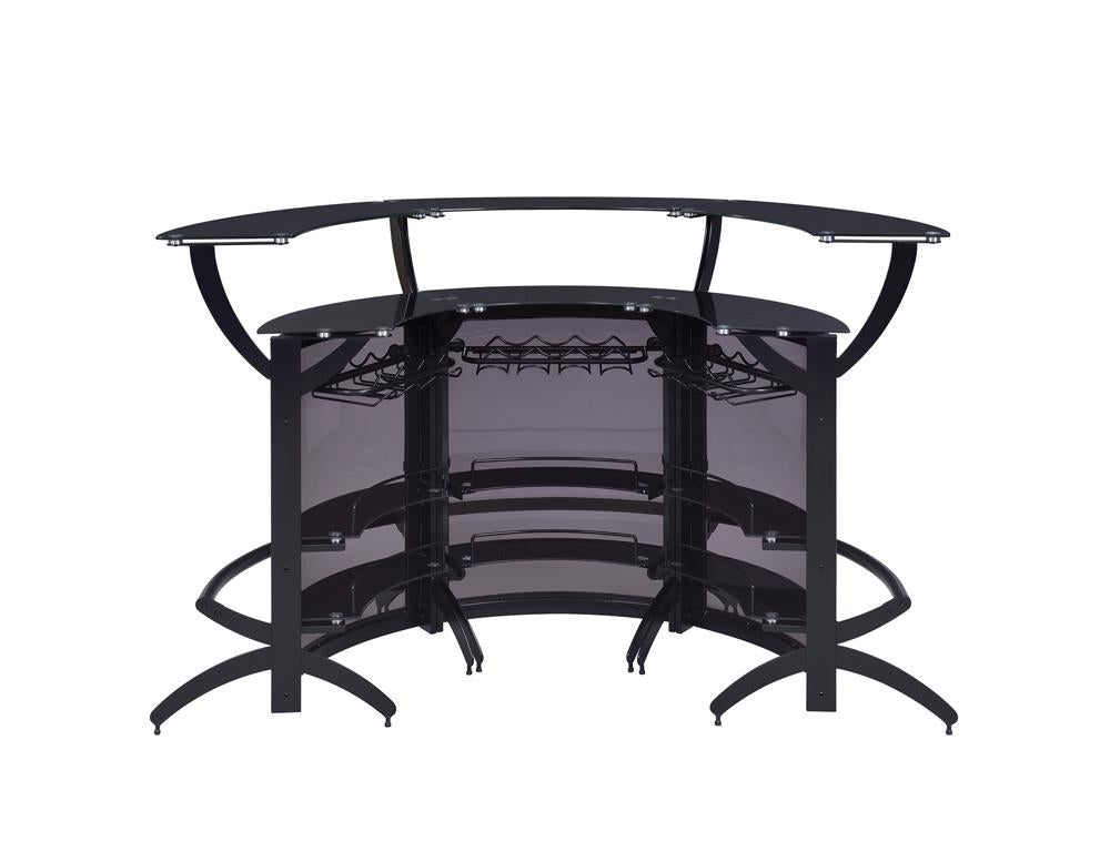 Dallas Smoked and Black 3-Bottle Wine Rack Bar Unit from Coaster - Luna Furniture