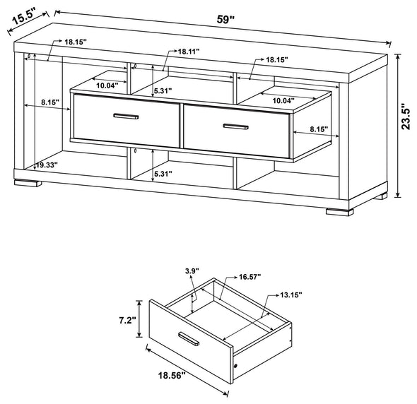 Darien 2-drawer Rectangular TV Console White - 700113 - Luna Furniture