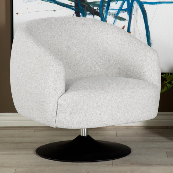 Dave Upholstered Swivel Accent Chair Beige and Matte Black - 905739 - Luna Furniture