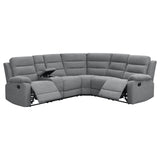 David 3-piece Upholstered Motion Sectional with Pillow Arms Smoke - 609620 - Luna Furniture
