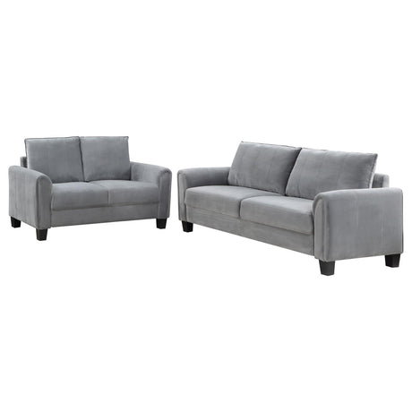 Davis  2-piece Upholstered Rolled Arm Sofa Grey - 509634-S2 - Luna Furniture