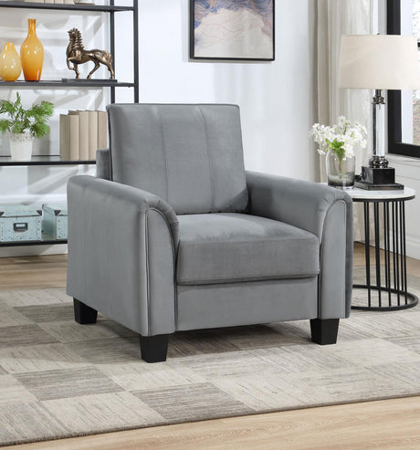 Davis  Upholstered Rolled Arm Accent Chair Grey - 509636 - Luna Furniture